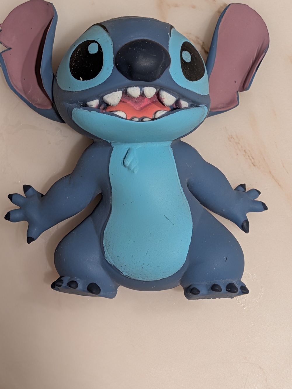 Disney Blue Stitch Sand Squishy Figure with Pink Ear Accents
